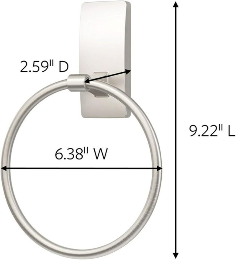 Command Hand Towel Holder Satin Nickel with Water Resistant Strips, Rust Resistant Bathroom Organizer, Holds up to 5 lbs - Image 2